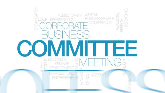 Committee animated word cloud. Kinetic typography.