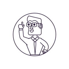 businessman elegant with hand up in frame circular