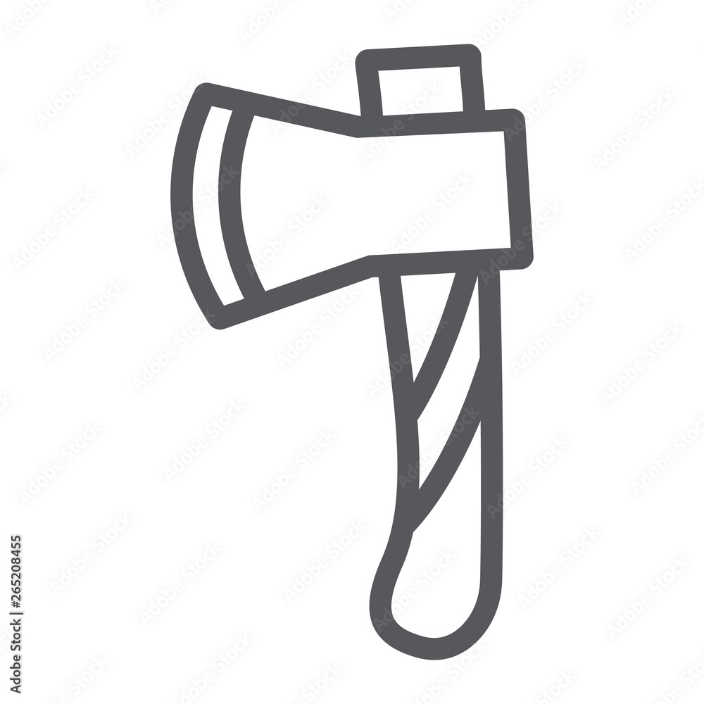 Poster ax line icon, tool and cut, axe sign, vector graphics, a linear pattern on a white background.