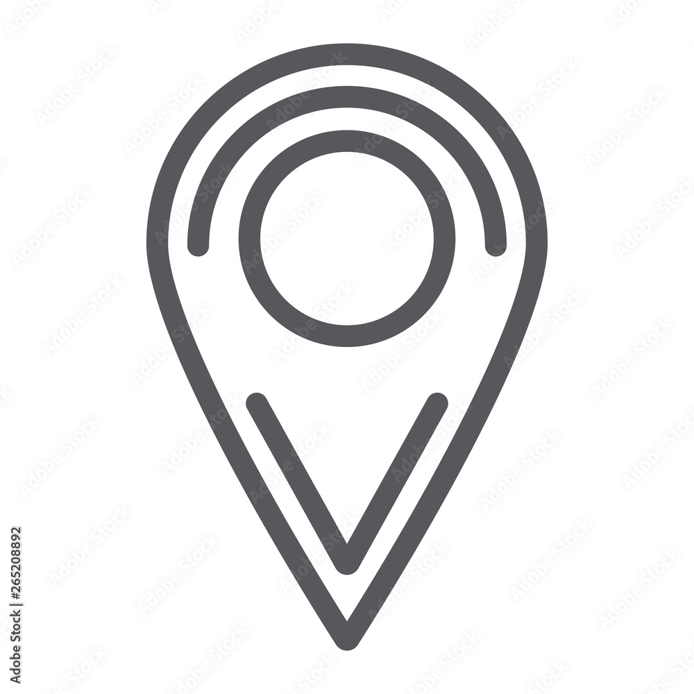 Poster location line icon, pin and navigation, map marker sign, vector graphics, a linear pattern on a whit