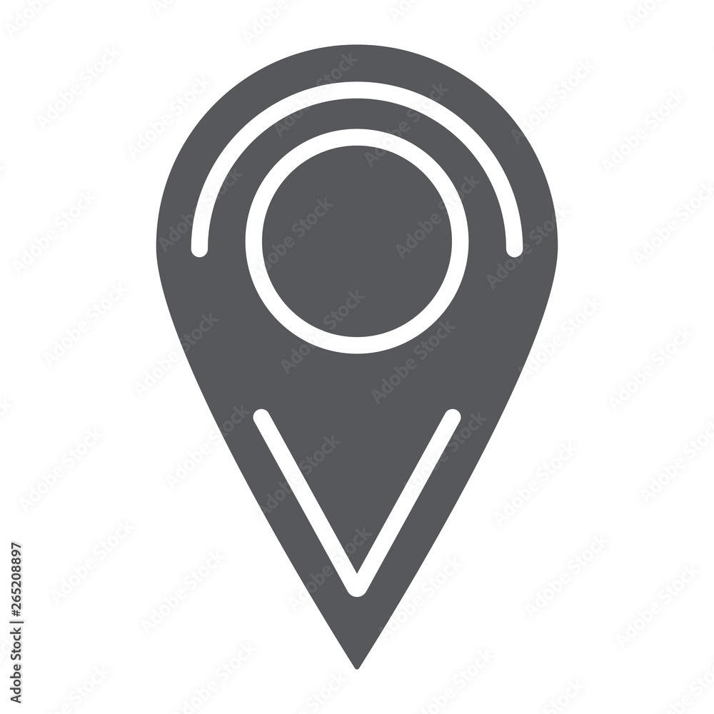 Poster location glyph icon, pin and navigation, map marker sign, vector graphics, a solid pattern on a whit