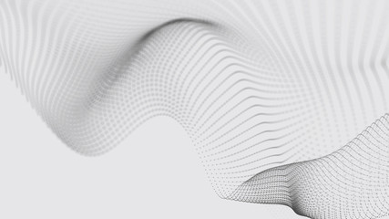 A wave of particles. Futuristic dot wave on white background. Dynamic wave. Wave 3d