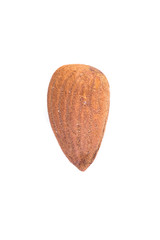One almond nut isolated on white background close-up. healthy food.