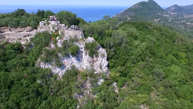 Aerial view of Kaiser's Throne in the Greek island of Corfu
