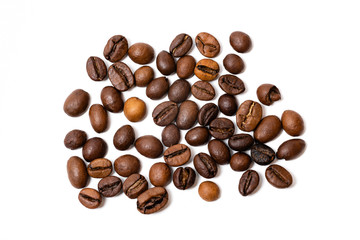 Naklejka premium coffee beans on a white background