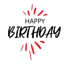 Card with calligraphy lettering happy birthday. Vector illustration in scandinavian style - Vector