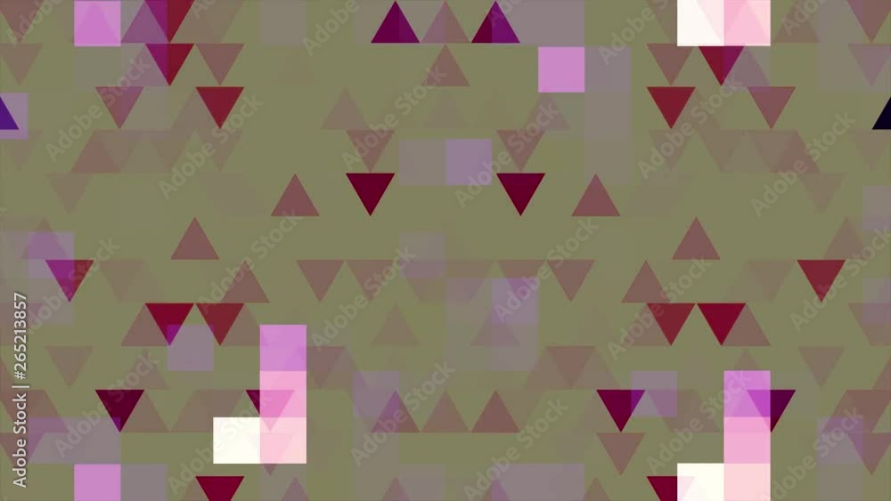 Poster colorful pixelated animation with blinking triangles and squares, seamless loop. animation. shimmeri