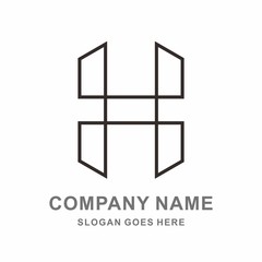 Monogram Letter H Geometric Square Business Company Vector Logo Design Template
