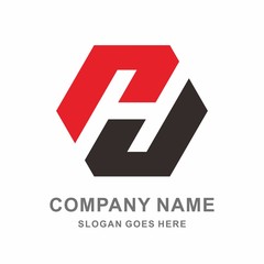 Monogram Letter H Geometric Square Business Company Vector Logo Design Template