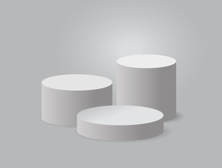 Product presentation podium, white stage, Empty white pedestal, blank template mockup. vector
