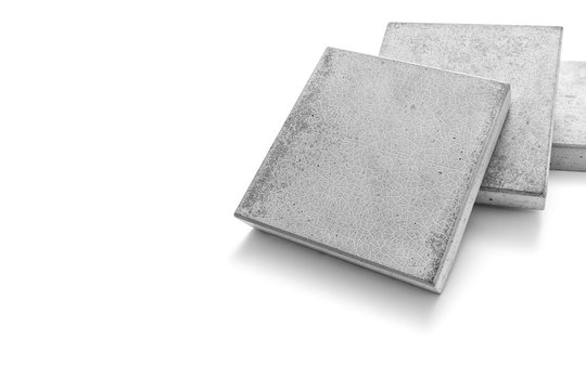 Concrete paving slab in square shape on white background