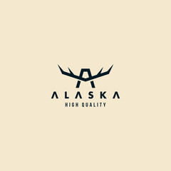 Initial letter A typography logo Alaska Elk and moose horn modern logo design vector inspiration custom logo design