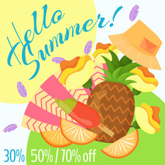 Discount modern summer promo web banner