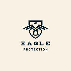 abstract Eagle protection shield with bold and line art modern shape logo design inspiration custom logo design