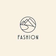 mountain fashion with creek river lake geometric style logo custom logo design