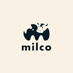 animal letter M Milk Cow farm barn logo design inspiration custom logo design vector