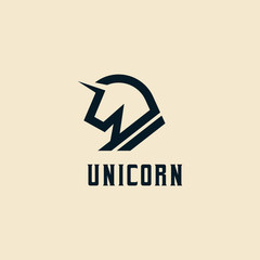 Abstract Unicorn horse custom Logo design vector Inspiration mystical animal fairy tail custom logo design