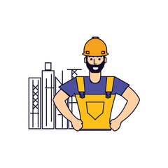 Obraz na płótnie Canvas worker construction man with cityscape