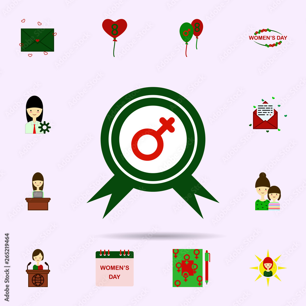 Poster badge, woman symbol color icon. universal set of 8 march for website design and development, app dev