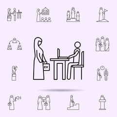 job, cv, Muslim businesswoman icon. Universal set of muslim businesswoman for website design and development, app development
