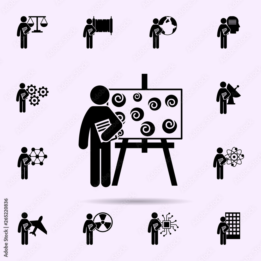 Poster man with art degree icon. universal set of student degree for website design and development, app de