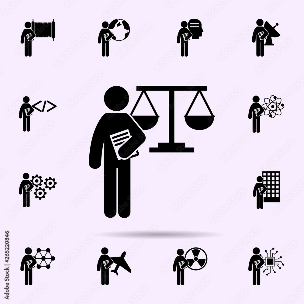 Poster man with law degree icon. universal set of student degree for website design and development, app de