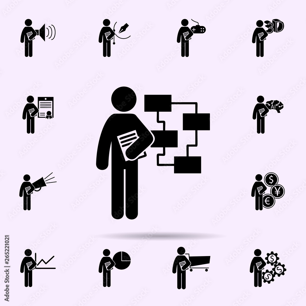 Poster man with analyst degree icon. universal set of student degree for website design and development, ap