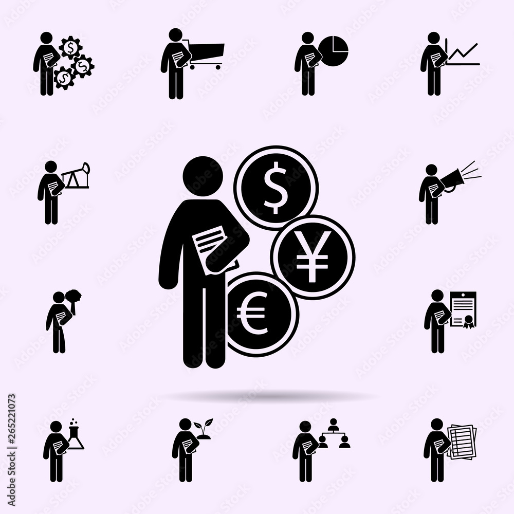 Poster man with finance degree icon. universal set of student degree for website design and development, ap