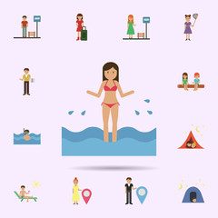 Beach, woman, sea cartoon icon. Universal set of travel for website design and development, app development