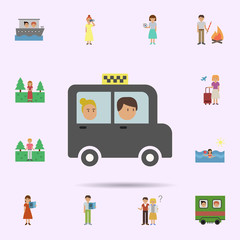 Obraz na płótnie Canvas Taxi, man. Woman cartoon icon. Universal set of travel for website design and development, app development