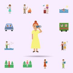 Binoculars, woman cartoon icon. Universal set of travel for website design and development, app development