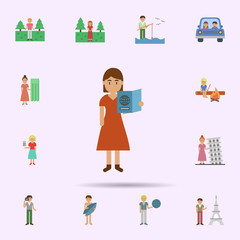 Passport, woman cartoon icon. Universal set of travel for website design and development, app development