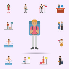 Backpack, man cartoon icon. Universal set of travel for website design and development, app development
