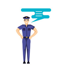 police officer with speech bubble avatar character