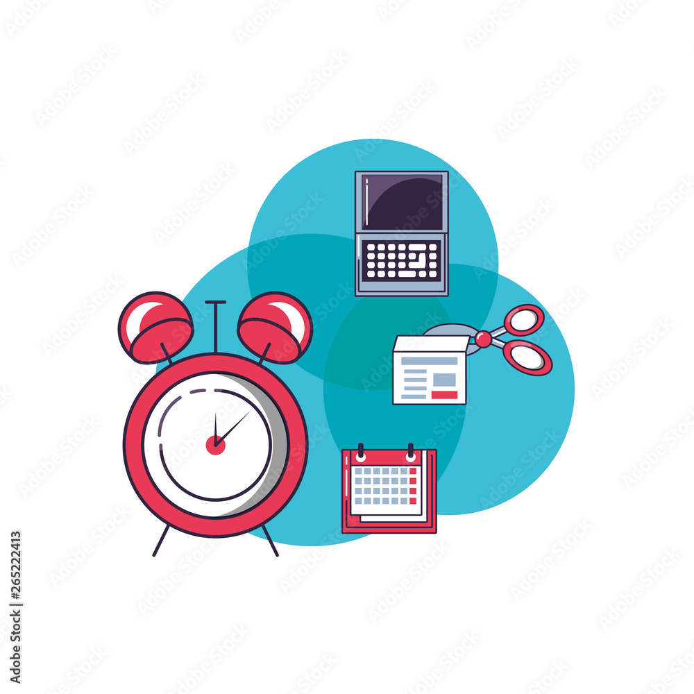 Poster alarm clock with set icons
