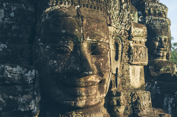 Stone statues near ancient temple