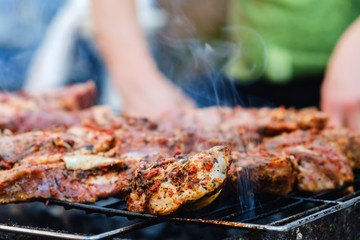 Summer nature grill bbq meat,  fire.
