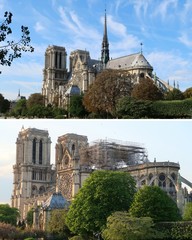 Cathédrale Notre-Dame de Paris, avant et après l'incendie du 15 avril 2019 (France)