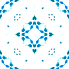 Blue Geometric Watercolor. Seamless Pattern.Surface Ornament.