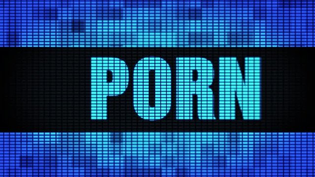 Porn Front Text Scrolling on Light Blue Digital LED Display Board Pixel Light Screen Looped Animation 4K Background. Sign Board , Blinking Light, Pixel Monitor . LED Wall Pannel