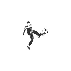 Fototapeta na wymiar shoot ball player soccer silhouette logo