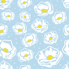 Seamless floral pattern with abstract white flowers.