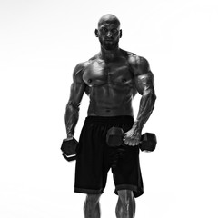 Fototapeta na wymiar Strong Muscular Men, Body Builder Lifting Weights