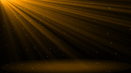 Gold lights shining .golden background with shiny stars and rays.Sparkles or particle glitter...