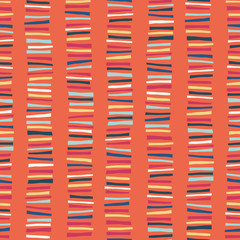Vertical blocks seamless vector pattern. Childish abstract colorful stripe doodle background.