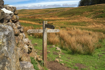 Fototapeta na wymiar A Dales High Way is a long-distance footpath in northern England. It is 90 miles long and runs from Saltaire in West Yorkshire to Appleby. This section is between Skipton & Malham