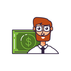 businessman elegant with bill dollar