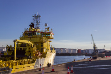 supply vessel in Aberdeen harbour