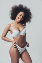 Fototapeta premium Afro American woman in lingerie