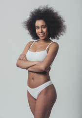 Afro American woman in lingerie